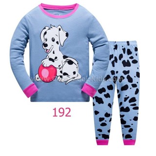L-FAG-192 ชุดนอนเด็ก ผ้าCottonบาง สีฟ้าหมาแนวเข้ารูป Slim Fit ผ้า Cotton 100%