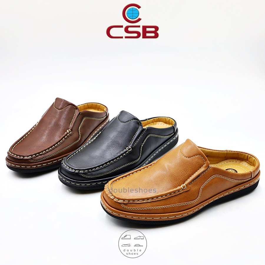 CSB รองเท้าหนังเปิดส้น รองเท้าลำลองผู้ชาย รุ่น CM444 (สีดำ น้ำตาล แทน)  ไซต์ 40-45