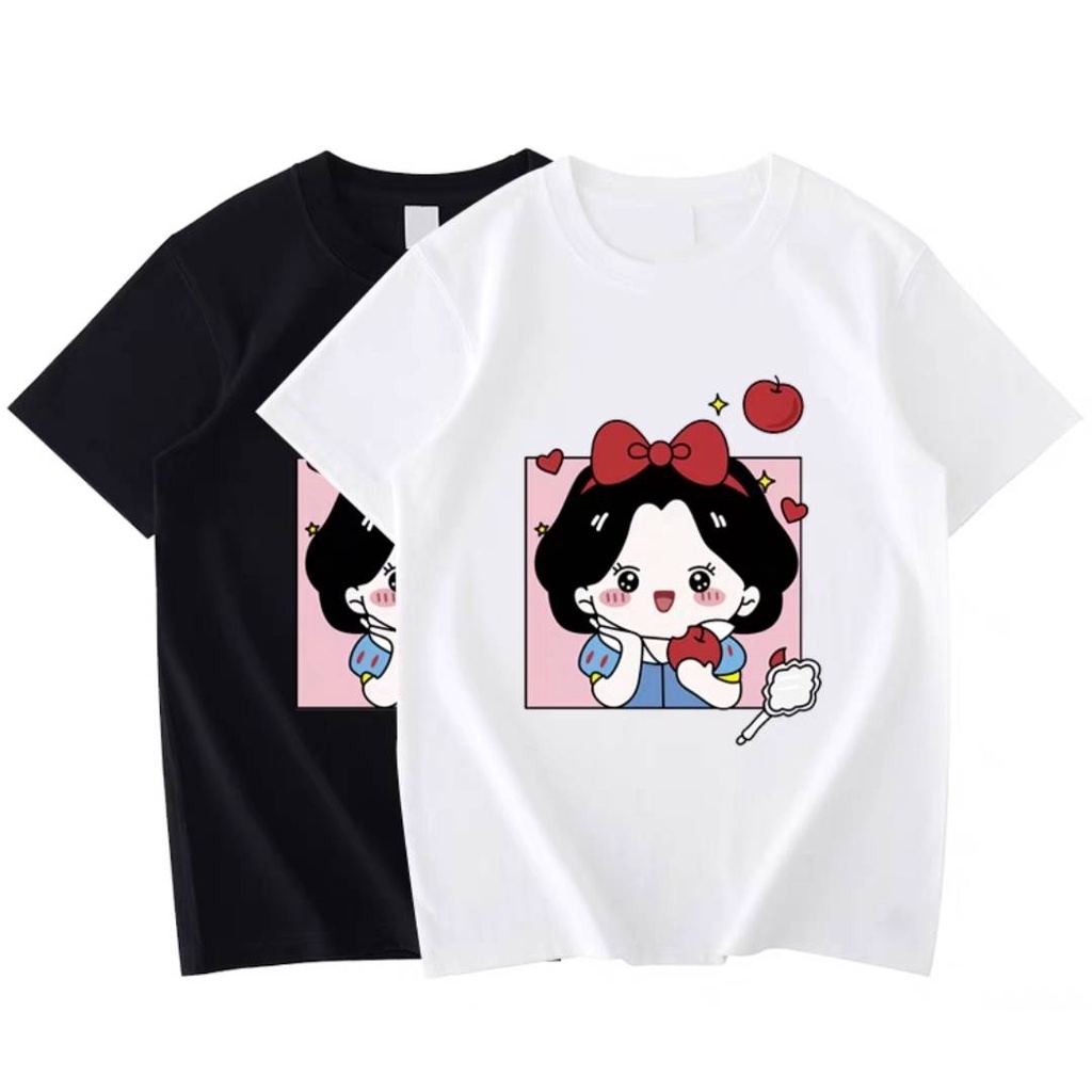 MKL เสื้อยืดคอกลม แขนสั้น ผ้านิ่ม ลายการ์ตูนเจ้าหญิง เสื้อยืดแฟชั่น สไตล์เกาหลี ‍ #9645