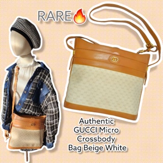 G🪱cci GG micro crossbody bags monogram white vintage  กระเป๋าแบรนด์เนมแท้มือสอง กระเป๋าแบรนด์เนมมือสอง