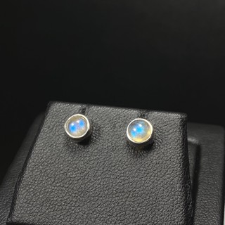 ต่างหูหินลาบราโดไรท์ ตัวเรือนเงินแท้ 925 ทรงกลม6มิล (Silver 925 Round Labradorite 6mm Stud Earrings)