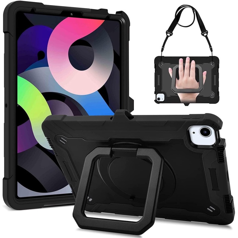 สําหรับเคส ไอแพด อากาศ 11 2024, เคสสําหรับงานหนัก 3 ชั้นพร้อมที่ใส่ดินสอ, 360°ขาตั้งหมุนได้และสายคล้องไหล่สําหรับ iPad 10th 9th 8th 7th Gen/Air 3 Air 4 Air 5/iPad Pro 11/Mini 7 6