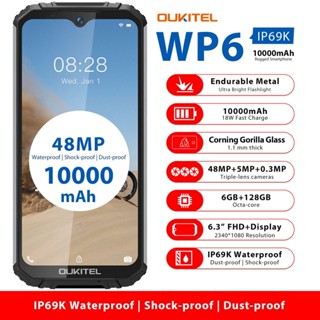 OUKITEL WP6 6GB 128GB 10000mAh  Mobilephone 6.3inch IP68 Smart Phone Octa Core 48MP Triple Cameras Cellphone