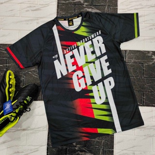 เสื้อวิ่ง Never Give Up ออกกำลัง ผ้าไมรโคร เกรดดีเยี่ยม รหัส T1001