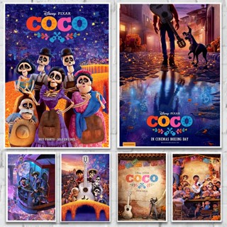 โปสเตอร์กระดาษคราฟท์ ลายภาพยนต์ Coco สไตล์วินเทจ สําหรับตกแต่งผนังบ้าน บาร์