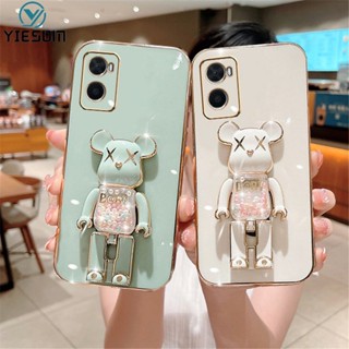 เคสโทรศัพท์มือถือ ซิลิโคน กันกระแทก ลายหมี Kaws พร้อมขาตั้งพับได้ สําหรับ OPPO A96 A76 A95 A74 A94 A93 A52 A92 4G 5G F17 F19 Pro