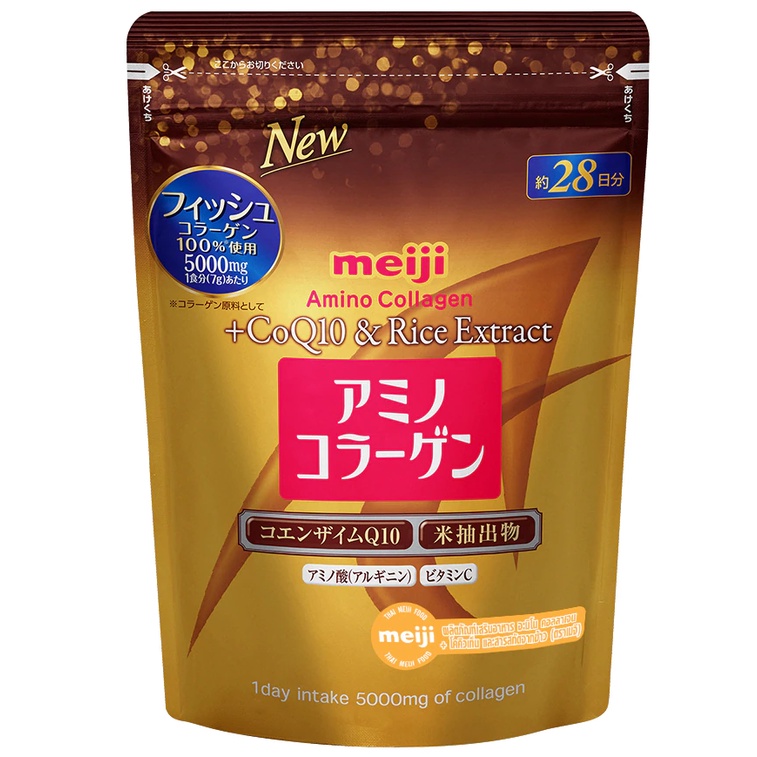 (ของแท้ผลิตในญี่ปุ่น) ผลิตภัณฑ์เสริมอาหาร อะมิโน คอลลาเจน+ โคคิวเท็น และสารสกัดจากข้าว ตราเมจิ Amino Collagen + Meiji
