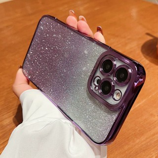 เคสซิลิโคนนิ่ม แบบใส ประดับเลื่อม ทรงสี่เหลี่ยม หรูหรา สําหรับ iPhone 14 13 12 11 Pro Max