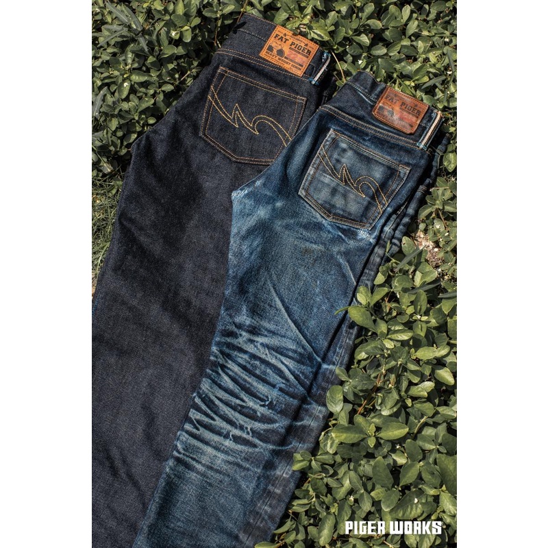 ปรับลง #เอวจริง33 Piger Works ผ้า Fat PIGER 22ZZU ยีนส์ทรง 5S กระบอกเล็ก ผ้า 22Oz เป็นของใหม่ ครบกล่
