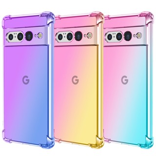 เคสโทรศัพท์มือถือ TPU แบบนิ่ม ไล่โทนสี สําหรับ Google Pixel 7 6 Pro 6A 6 XL 5A 4A 5G 4 XL