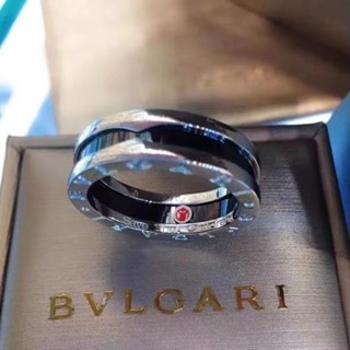 Bvlgari แหวนเซรามิค เงิน 925 สีดํา แฟชั่นฤดูใบไม้ผลิ P831