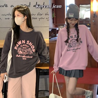 Korean ส่งเร็ว 24 ชม.PAWN SHOP เสื้อสเวตเตอร์  เนื้อผ้าคอตตอนเหมาะกับนักเรียนนักศึกษาแขนจั้ม เสื้อแขนยาวโอเวอร์ P-2016