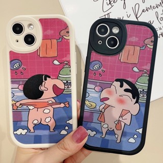 สําหรับ เคส OPPO a17 a57 2022 Reno8z Reno8 Reno7z Reno7 A96 A76 A74 A16 A15 A93 A94 A95 A54 A5S A3S A7 A7X A12 A8 A9 A5 A52 A92 A72 A 92020 A31 A532020 A32 Reno4 Reno5 Reno6 Reno6z F9 A52020 y21 y33s การ์ตูนคู่ ดินสอสีชินจังคู่ รนป้องกันกล้อง oppo case