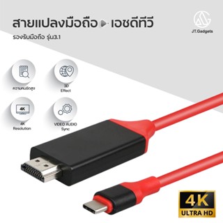 สายแปลง ไทป์-ซี to เอชดีทีวี สายแปลงสัญญาณ ไทป์-ซี to เอชดีทีวี Adapter Cable เอชดีทีวี to 4K