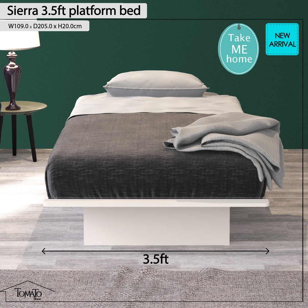 Tomato Home เตียง 3.5 ฟุต Sierra เตียงมินิมอล ราคารวมประกอบในกทมและปริมณฑลเท่าน