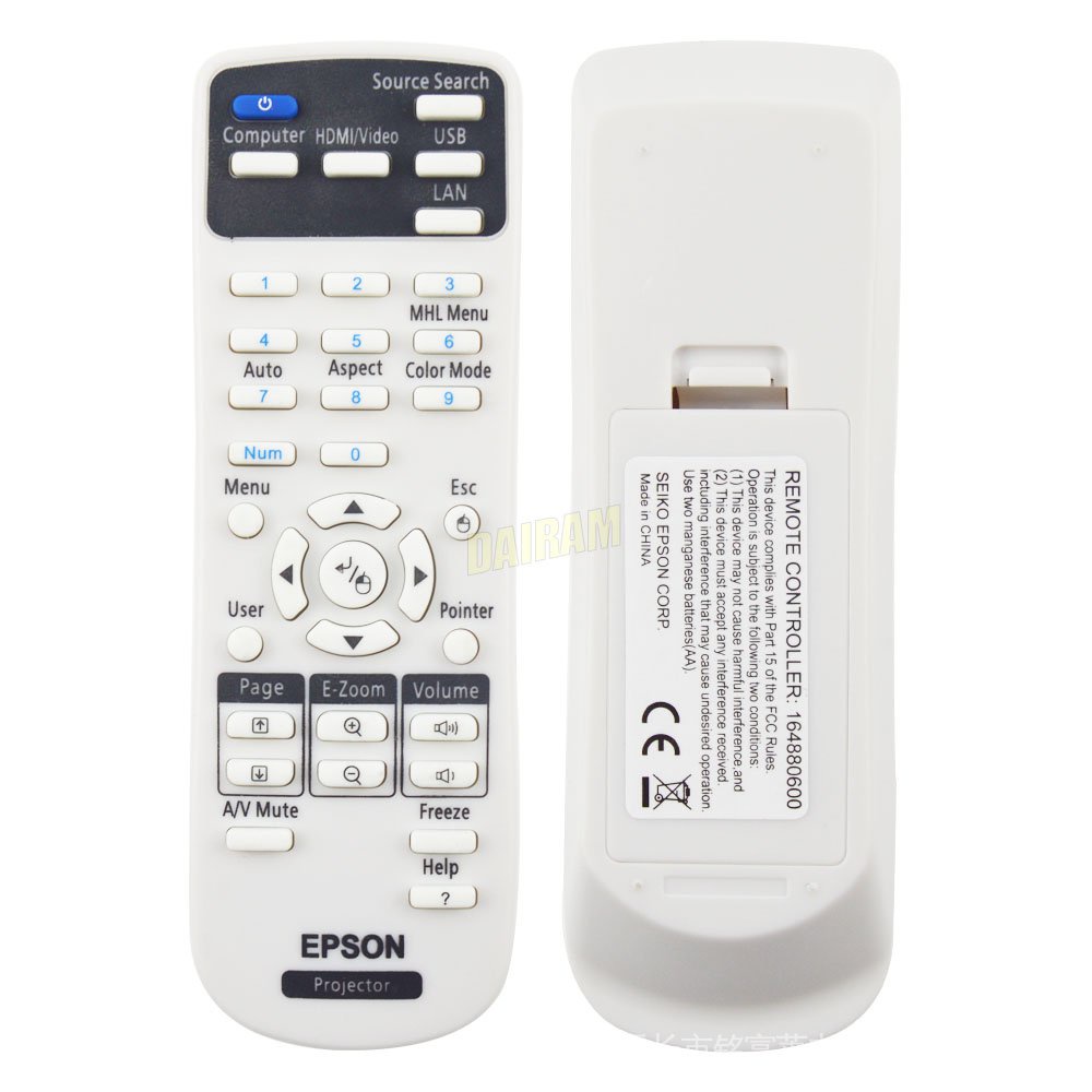 1 ชิ้นโปรเจคเตอร์รีโมทคอนโทรล 154720001 ใช้สําหรับ Epson EB-C30XE EB-30XE EB-C28SH EB-x11 EB-S18 EB-