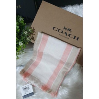 พันคอ สีสวยมากกครีม ชมพูCOACH SCARF  SIGNATURE WRAP ผ้าพันคอ Coach เนื้อนุ่ม ผืนใหญ่ ใช้คลุมไหล่ได้