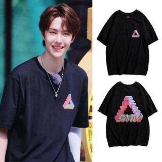 【 S-3XL 】Wang Yibo 2021ฤดูร้อนใหม่เสื้อยืดสำหรับทั้งหญิงและชายผ้าฝ้ายแขนสั้นสวมใส่เสื้อผ้าขนาดใหญ่สาวเทรนด์เสื้อนักเรียน