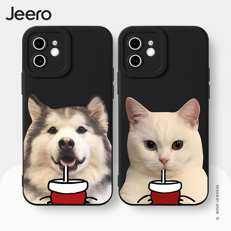 Jeero เคสคู่ เคสไอโฟน คู่รัก กันกระแทกซิลิโคนนุ่มน่ารักตลก เคสโทรศัพท์ Compatible for iPhone 16 15 14 13 12 11 Pro Max SE 2020 X XR XS 8 7 Plus พลัส HFE1631