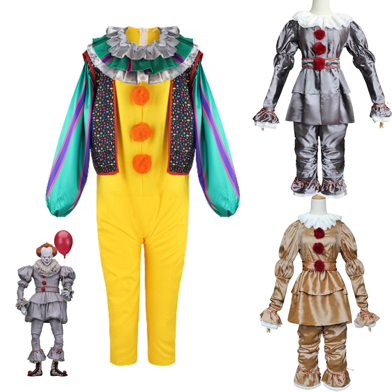 Pennywise Cosplay Costume Mask Scary Clown Suit  Adult Kids Clown Halloween Joker Cosplay Suit with Mask Gloves Shoes #4