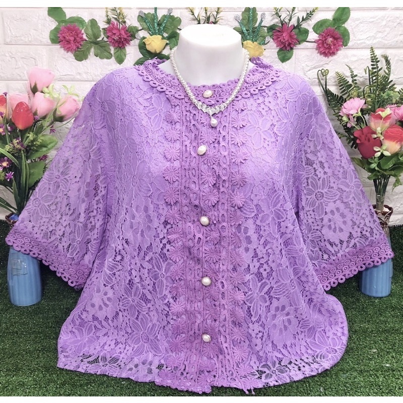 เสื้อลูกไม้ อก 50นิ้ว ขนาดใหญ่กระดุมปลดได้ *เลือกขนาดสินค้าให้ถูกต้อง ส่งของทุกวันค่ะ
