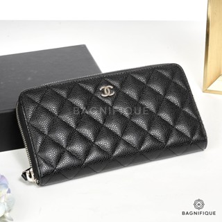 CHANEL ZIPPY LONG WALLET BLACK CAVIAR SHW