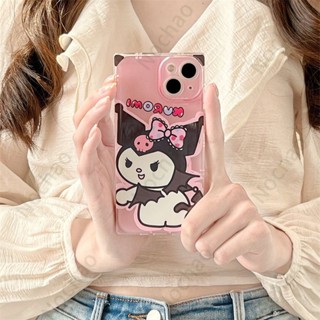 เคสโทรศัพท์มือถือแบบใส กันกระแทก ลายการ์ตูนคุโรมิน่ารัก สีชมพู สําหรับ Iphone 14pro max 13 12 11 13 1411 12promax