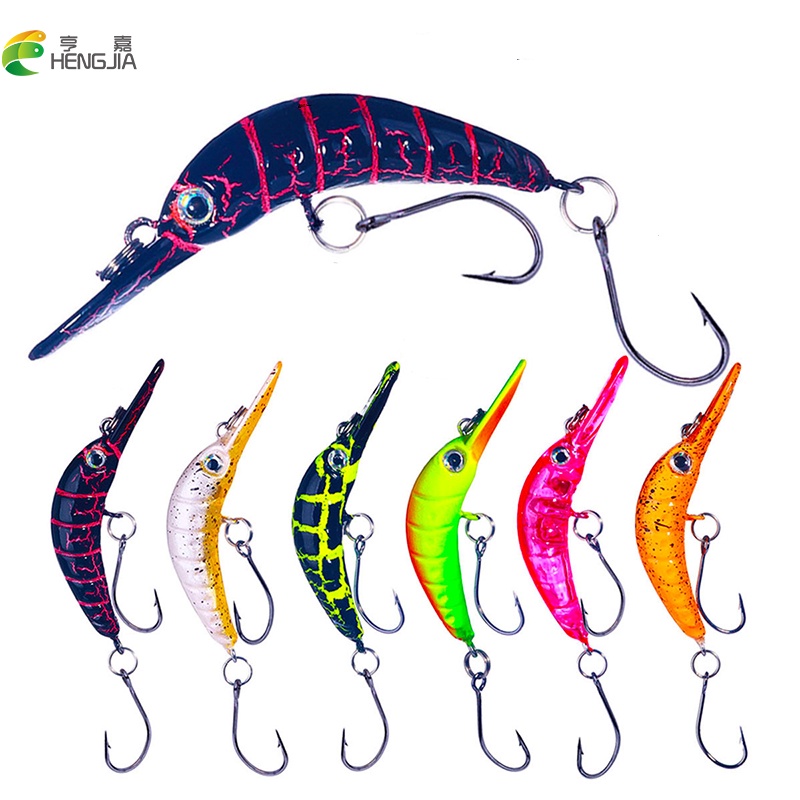 HENGJIA 1 ชิ้นแมลง Minnow Wobblers Grasshopper ตกปลา Lure 5.2 ซม./2.5g Micro Crankbait ประดิษฐ์ Hard Swimbait ปลา Lure ติดตั้งตะขอเดี่ยว Tackle