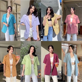 Blazer Oversized เบลเซอร์โอเวอร์ไซส์แขนสั้น #สูทแขนสั้น