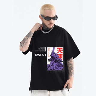 EVANGELION-01 EVA Anime Oversized T Shirt for Men Cotton Fashion Trendy Short Sleeve Loose Clothingเสื้อยืด