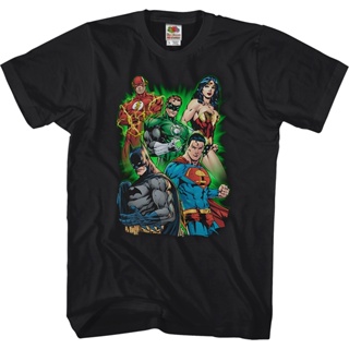 Hero Poses Justice League T-Shirt เสื้อแฟชั่นผญ เสื้อวินเทจผญ