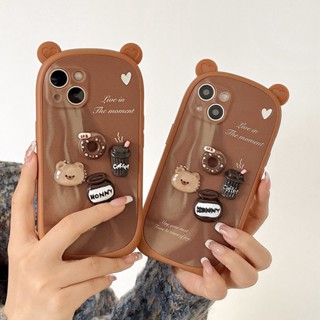 เคสโทรศัพท์มือถือ ลายหมีกาแฟน่ารัก สําหรับ Iphone 7P 8P X XS XR XS max 11 11pro max 12 pro max 13 pro max 14 pro max