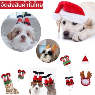 หมวกสำหรับสัตว์เลี้ยง มีแบบ 3 แบบ ซานต้า กวาง ตัวตลก ไว้แต่งธีมต้อนรับวัน Christmas