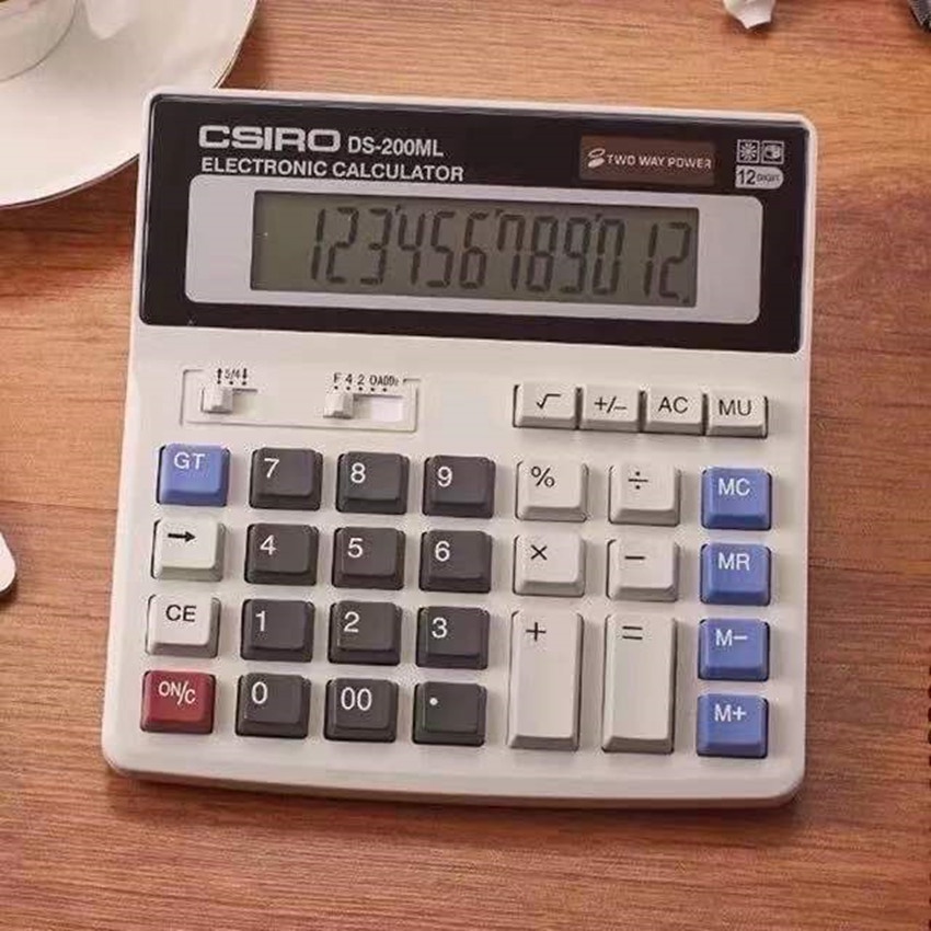 เครื่องคิดเลขตั้งโต๊ะ ขนาดใหญ่ 12 หลัก รุ่น DS-200ML (Grey)