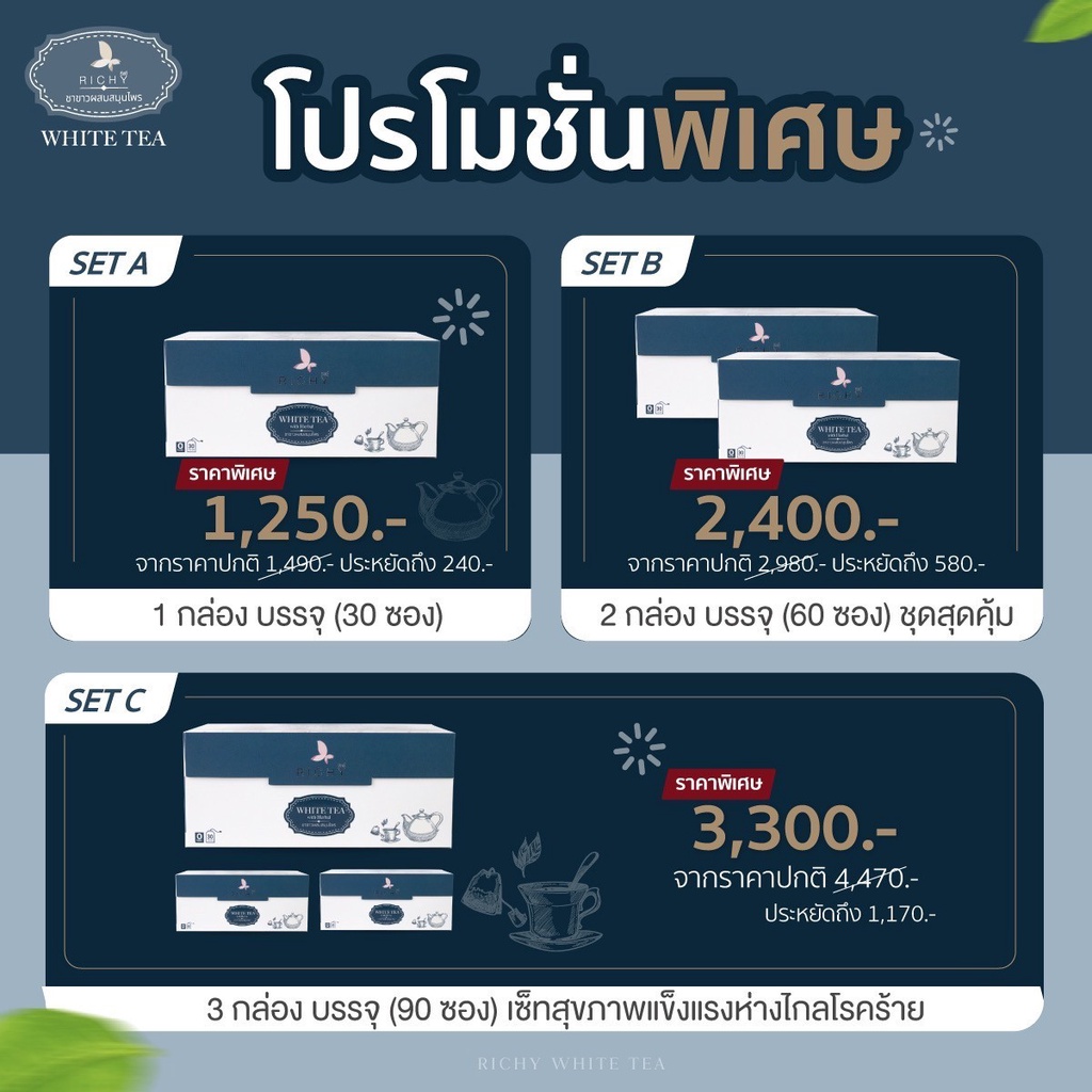 RICHY WHITE TEA ชาริชชี่ ชาขาวสมุนไพร - กำจัดไขมัน คุมความดัน ลดระดับน้ำตาลในเลือด ขับสารพิษ สร้างภูมิต้านทาน - รูปที่ 6