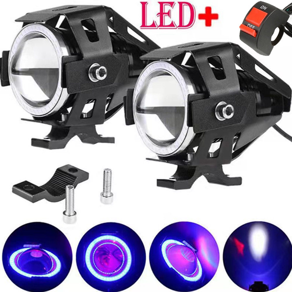 AAuxiliary Motorcycle Headlights Flasher Angel Eyes U7 Light For YAMAHA