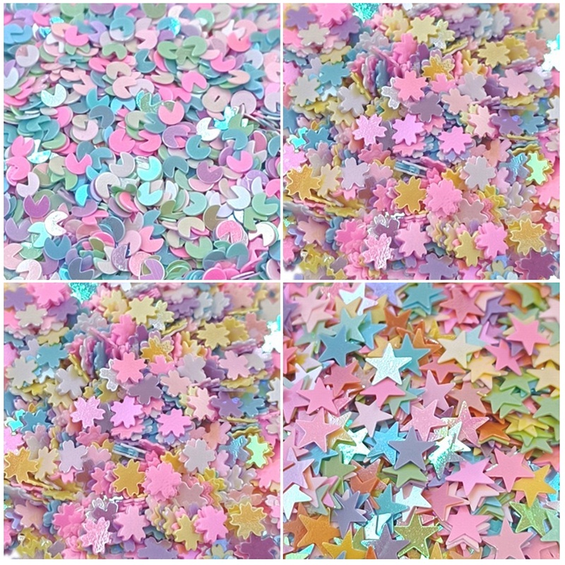 เลื่อม รูปดาว ดอกไม้ สีเมจิก ทรงกลม สําหรับตกแต่งเล็บ DIY 1000 ชิ้น 2000 ชิ้น