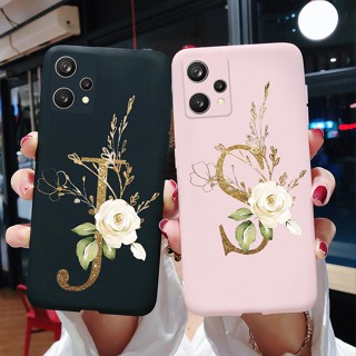 เคสโทรศัพท์มือถือ ซิลิโคนนิ่ม กันกระแทก ผิวด้าน ลายตัวอักษรน่ารัก สีดํา ชมพู สําหรับ Realme 9 4G 9 RMX3521 2022