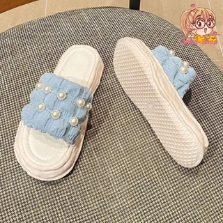 รองเท้าแตะแฟชั่นผู้หญิง ตกแต่งไข่มุก สไตล์เกาหลี สายหวานสีสันสวยงาม ❗วัสดุเป็นยางPVCทั้งหมด❗ T129
