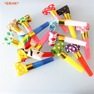 Erhk&gt; ใหม่ แตรเป่าลม หลากสี ของเล่นสําหรับเด็ก ตกแต่งปาร์ตี้วันเกิด 10 ชิ้น ต่อชุด