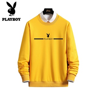 Playboy ใหม่ เสื้อกันหนาว คอกลม แขนยาว แบบสวมหัว ทรงหลวม ลําลอง สําหรับผู้ชาย