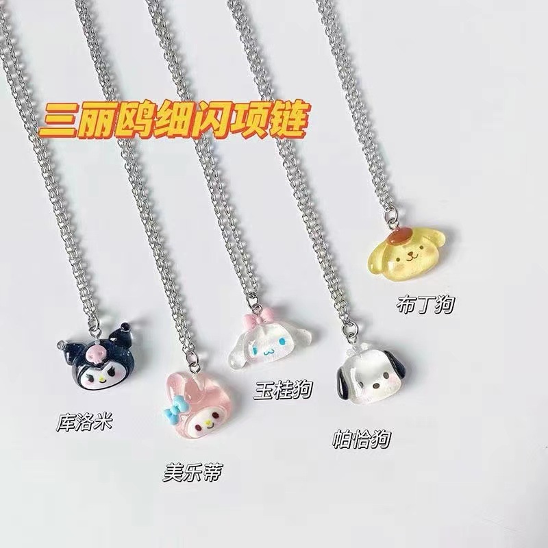 Sanrio สร้อยคอโซ่ จี้การ์ตูน Kuromi Melody เหมาะกับคู่รัก สําหรับนักเรียนหญิง