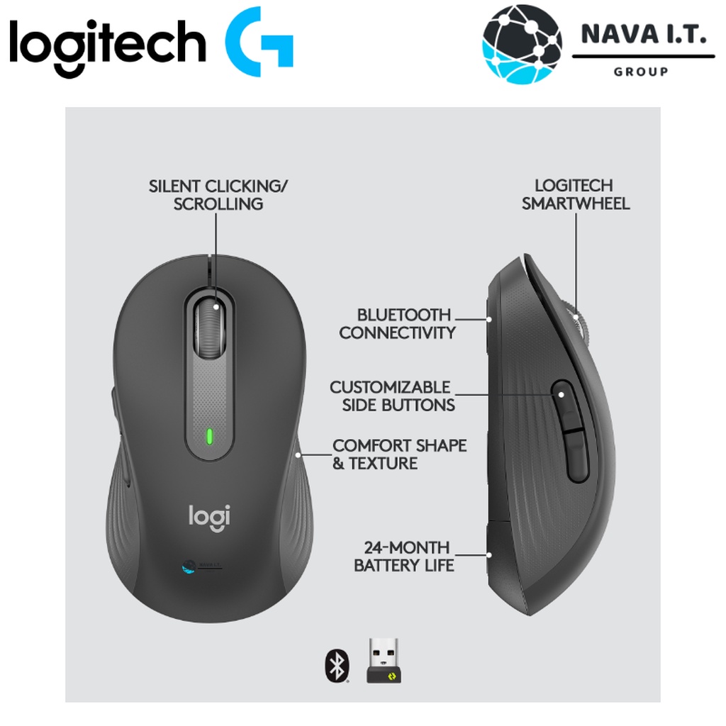 🛵มีส่งด่วน💨 LOGITECH M650 SIGNATURE WIRELESS MOUSE เม้าส์ไร้สายเสียงคลิกเบา ประกัน 1ปี