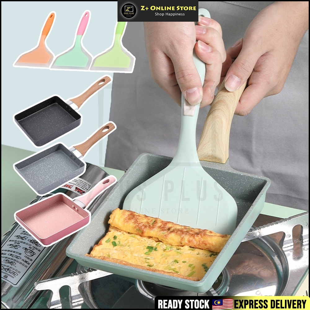 ZPLUS ญี่ปุ่นไข่เจียวกระทะสี่เหลี่ยม Non-Stick ทามาโกะกระทะซิลิโคนพลั่วอาหารเช้าเครื่องไข่ทอด 方形式玉米子