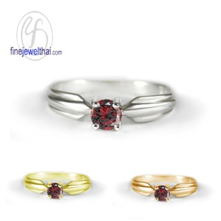 Finejewelthai-แหวนโกเมน-โกเมน-แหวนเงินแท้-พลอยแท้-พลอยประจำเดือนเกิด-Garnet-Silver-Ring-R1233gm (เลือกสีตัวเรือนได้)