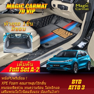 BYD ATTO 3 2022-รุ่นปัจจุบัน Full A-2 4Pcs (เต็มคันท้ายรถแบบ A-2 4ชิ้น มีขอบ) พรมรถยนต์ BYD ATTO 3 พรม7D Magic Carmat