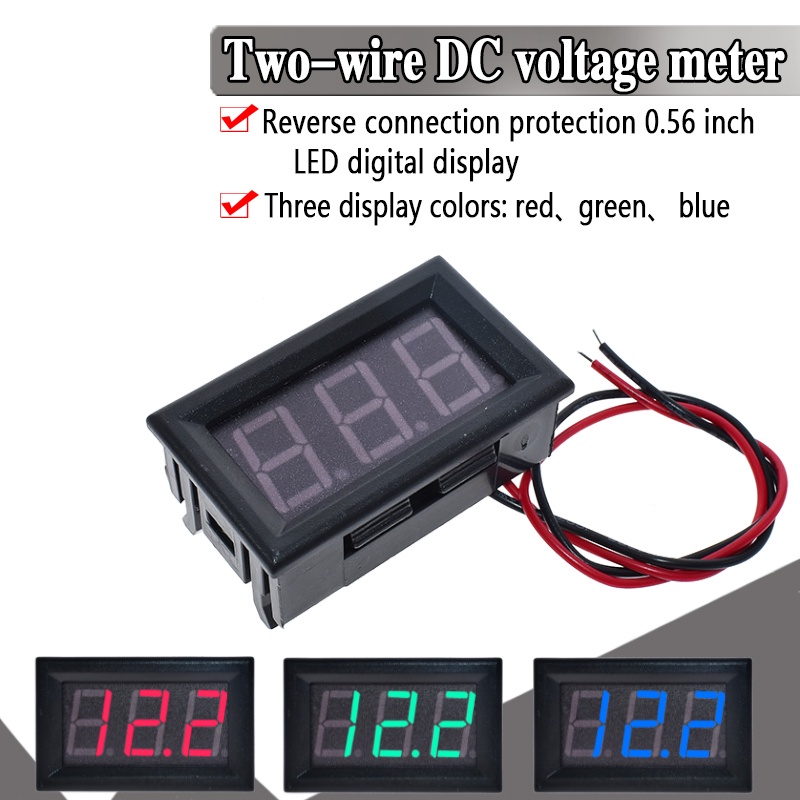 เครื่องตรวจจับโวลต์มิเตอร์ดิจิทัล LED DC 4.5-30V 12V 24V ขนาดเล็ก 0.56 สําหรับรถจักรยานยนต์ รถยนต์