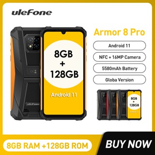 Ulefone Armor 8 Pro 6GB+128GB Android 11 Waterproof Mobile Phone Rugged Smartphone 5580mAh Helio P60 Octa Core NFC OTG Cellphone