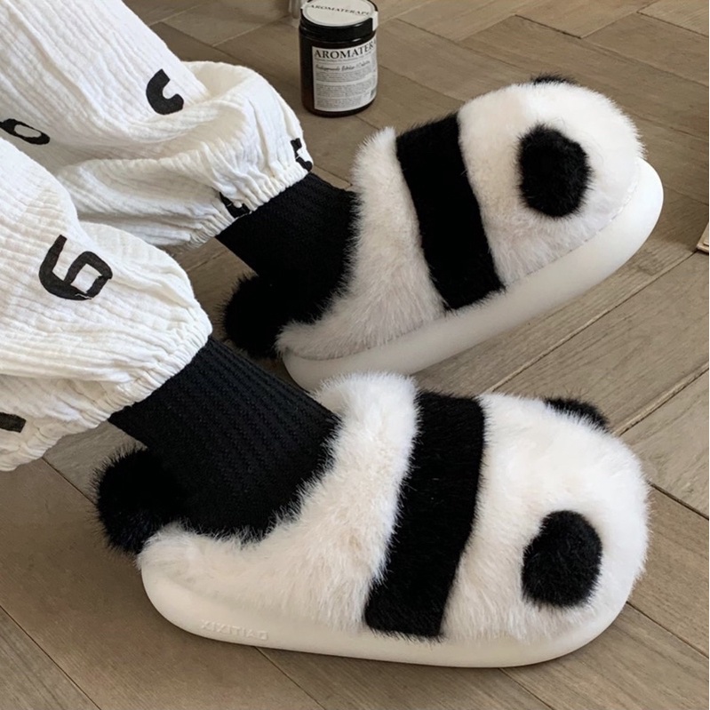 พร้อมส่ง🐼 รองเท้า แพนด้า Slipper สลิปเปอร์ขนนุ่ม 49003