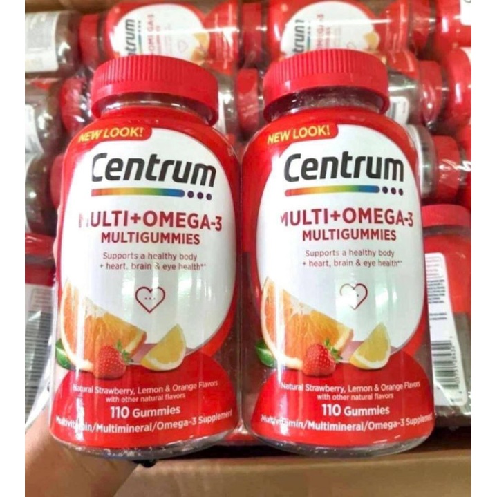 วิตามิน Centrum Multigummies Multivitamin for Adults Omega 3 Gummies Assorted Fruit 110 Ct